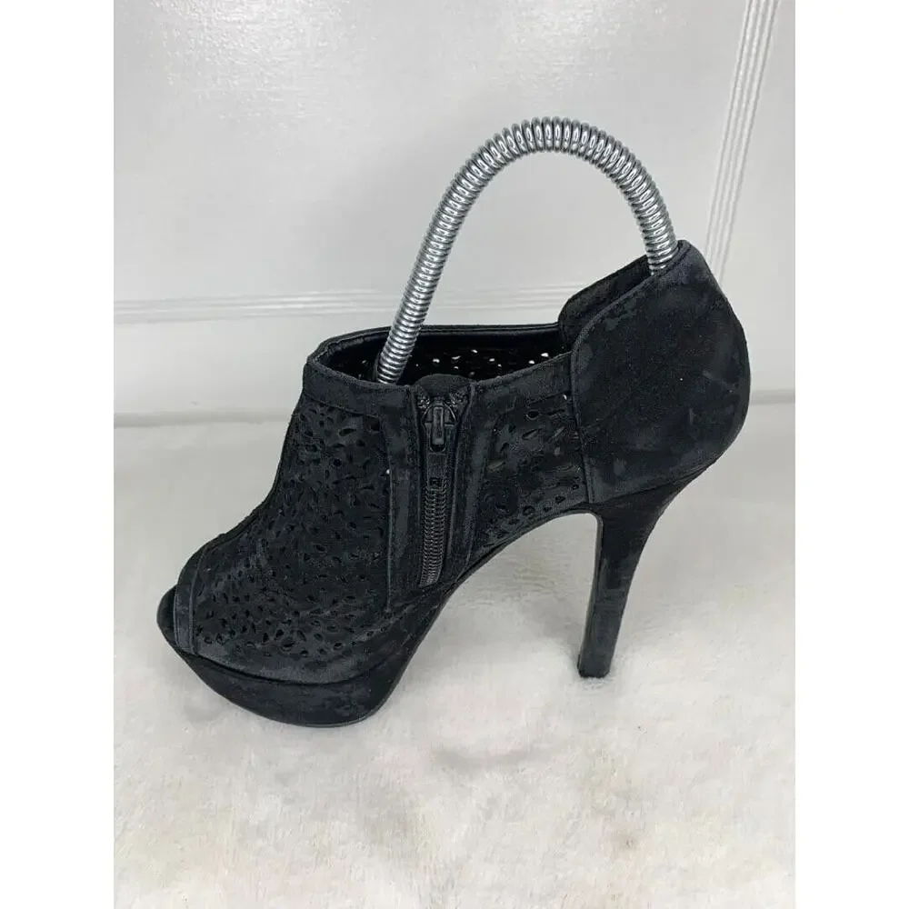 Rue 21 Womens Black Peep Toe Heeled Booties Size 8_5